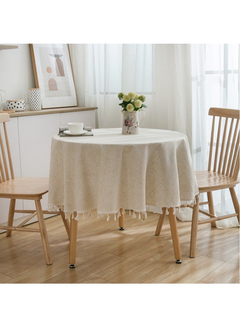 Round Table cloth Linen Fabric Table Cloth Washable Table Cover with Dust-Proof Wrinkle Resistant for Restaurant, Picnic, Indoor and Outdoor Dining150cm*150cm - Image 2