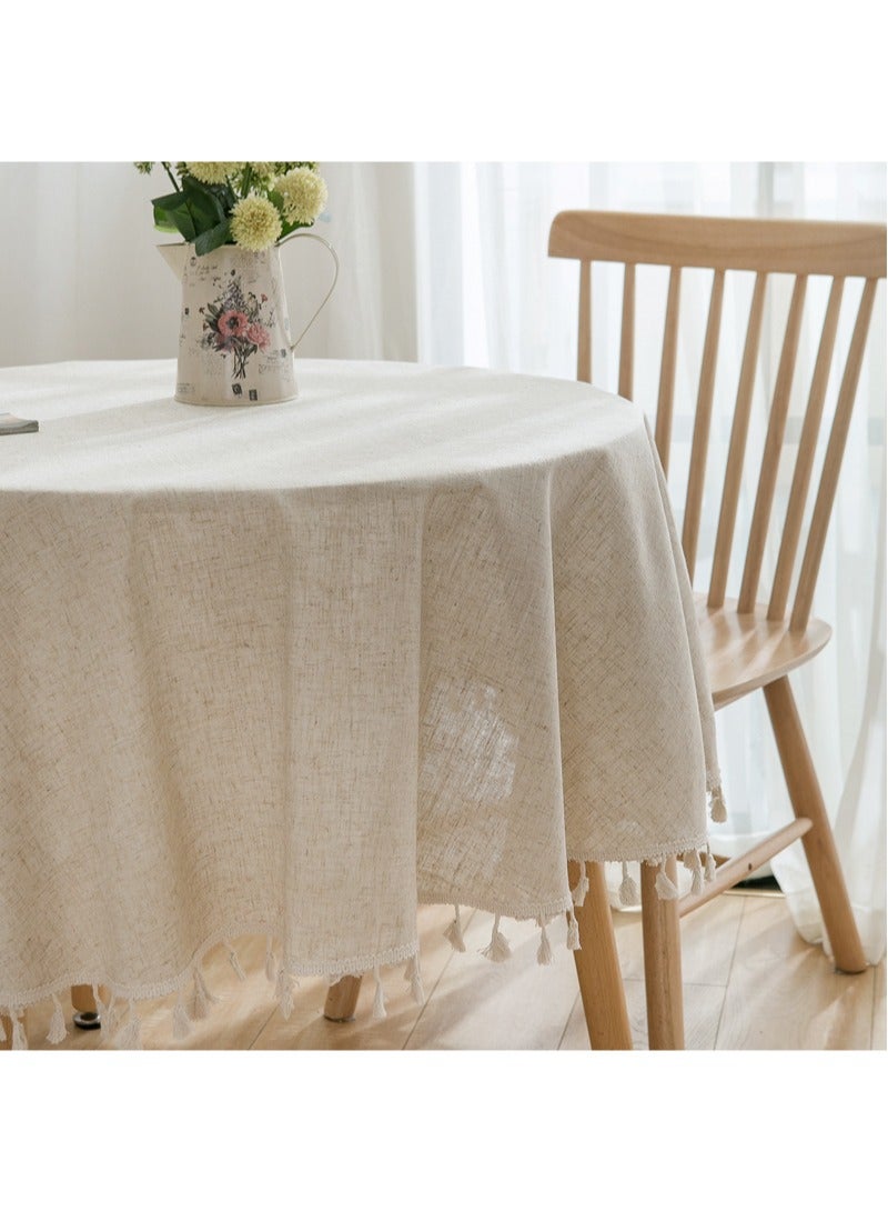 Round Table cloth Linen Fabric Table Cloth Washable Table Cover with Dust-Proof Wrinkle Resistant for Restaurant, Picnic, Indoor and Outdoor Dining150cm*150cm - Image 3
