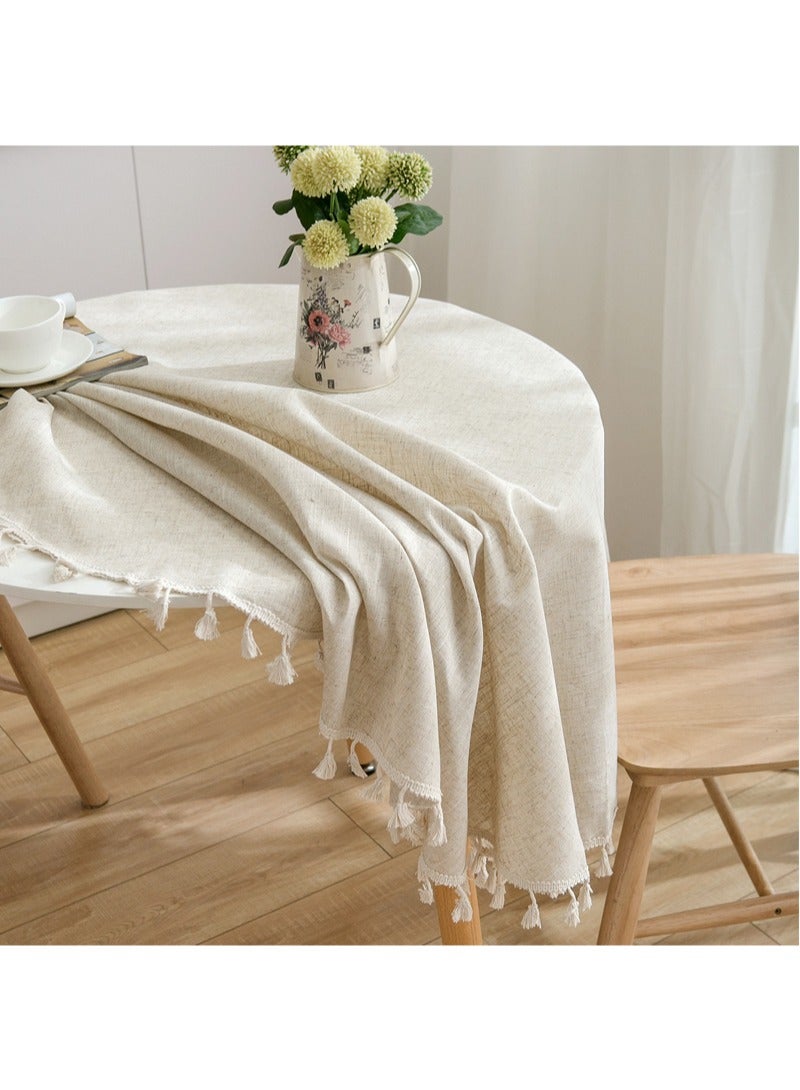 Round Table cloth Linen Fabric Table Cloth Washable Table Cover with Dust-Proof Wrinkle Resistant for Restaurant, Picnic, Indoor and Outdoor Dining150cm*150cm - Image 5