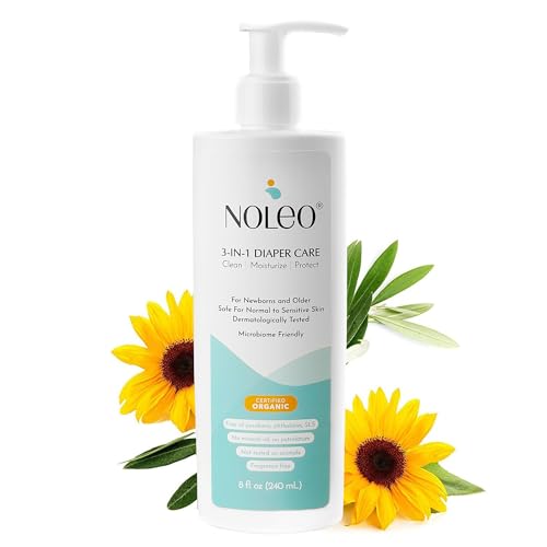 NOLEO 3-in-1 Diaper Care - Baby Cream, Cleanser & Baby Lotion Organic - Diaper Rash Cream - Baby Diaper Rash Ointment - Baby Care Products - Diaper Cream to Clean, Moisturize & Protect Baby Skin, 8 oz - Image 1