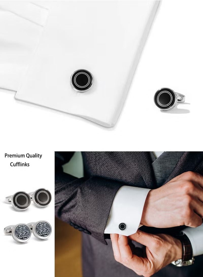 Unewshi 2 Pairs Men's Cufflinks, Shirt Suit Cufflinks, with Classic Calm and Unique Design are Suitable for Formal occasions and Daily Mens Accessories（with Cufflink Box） - Image 3