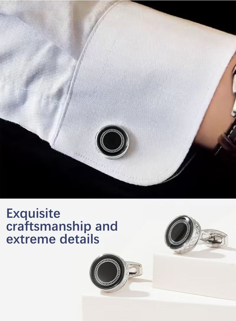 Unewshi 2 Pairs Men's Cufflinks, Shirt Suit Cufflinks, with Classic Calm and Unique Design are Suitable for Formal occasions and Daily Mens Accessories（with Cufflink Box） - Image 4