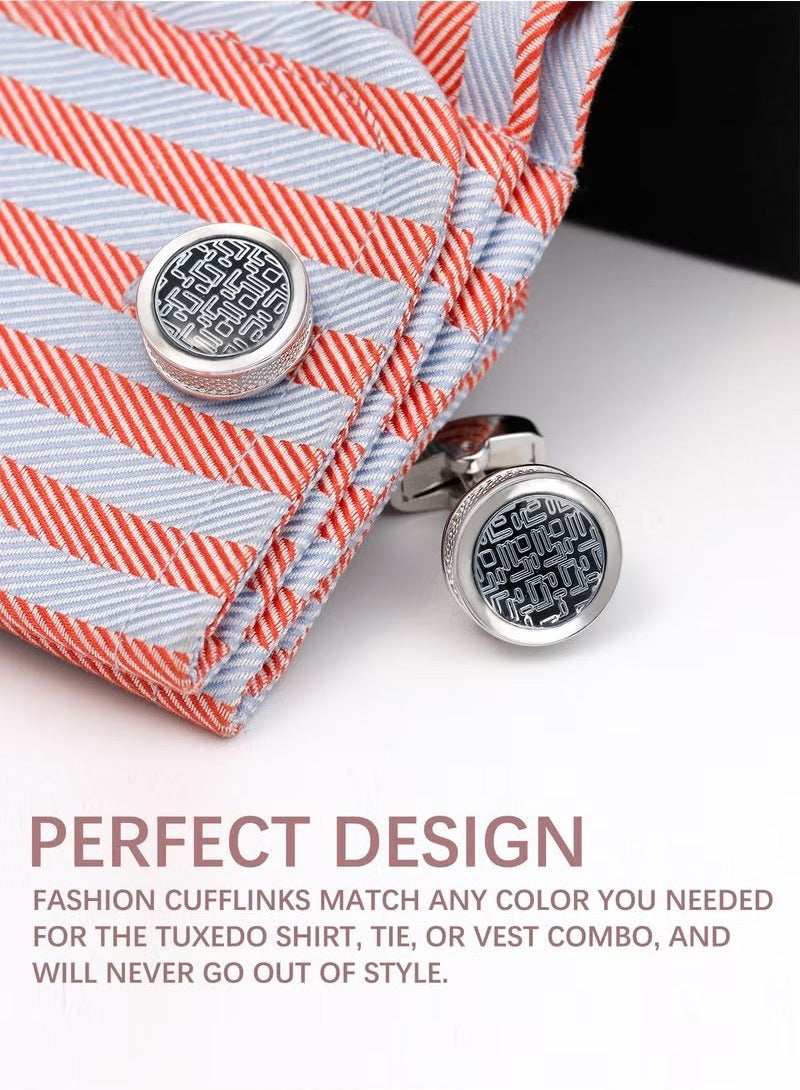Unewshi 2 Pairs Men's Cufflinks, Shirt Suit Cufflinks, with Classic Calm and Unique Design are Suitable for Formal occasions and Daily Mens Accessories（with Cufflink Box） - Image 5