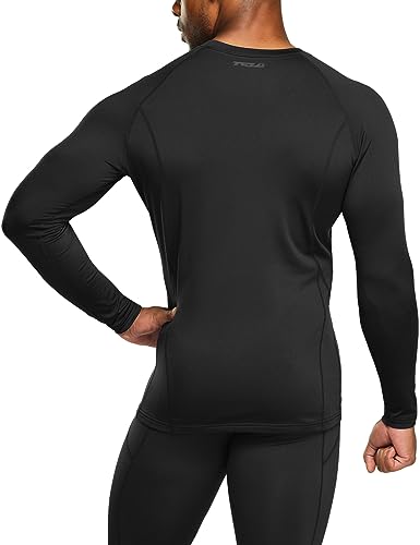 TSLA Men's Thermal Long Sleeve Compression Shirts, Athletic Base Layer Top, Winter Gear Running T-Shirt, Heatlock Round Neck Black, Medium - Image 2