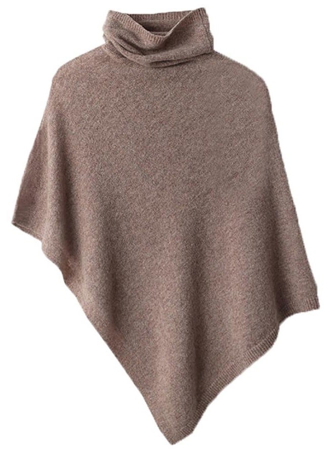 Tellrain Women's Pashmina Shawl Wraps Turtleneck Poncho Capes Knit Sweater Blanket Winter Warm Shawl Wrap Scarf Cape Ponchos, Coffee, One size - Image 1