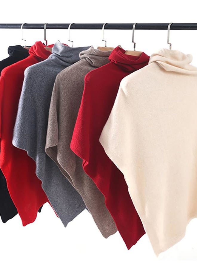 Tellrain Women's Pashmina Shawl Wraps Turtleneck Poncho Capes Knit Sweater Blanket Winter Warm Shawl Wrap Scarf Cape Ponchos, Coffee, One size - Image 5