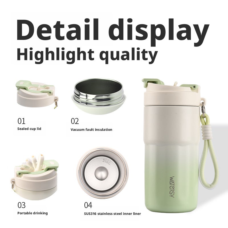Watersy Insulated Tumbler 400ml/550ml Stainless Steel with Straw and Lid - Image 2