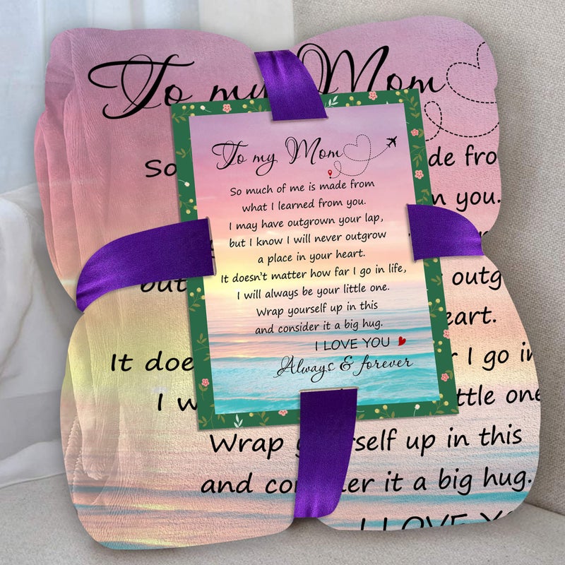 Fastpeace Gifts for Mom from Daughter or Son  to My Mom Blanket Thoughtful Mothers Day or Birthday Gift Cozy Present for Mother Soft Flannel Throw Blanket 50x60 inches for Bed and Couch
