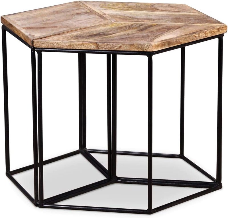 luckyfours Night Stand, Modular Coffee Table Vintage Iron Frame for Living Room for Photo Frame - Image 1