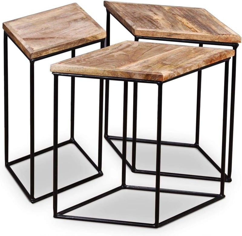luckyfours Night Stand, Modular Coffee Table Vintage Iron Frame for Living Room for Photo Frame - Image 3