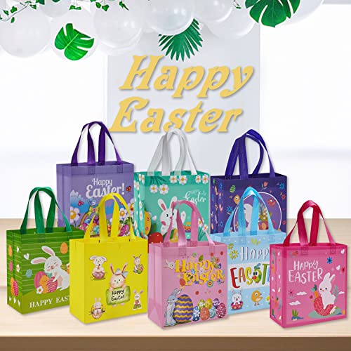Fayayuan 24PCS Easter Gift Bags With Handle Bunny Egg Easter Basket Container, Reusable Non-Woven Easter Bags for Gifts Wrapping, Egg Hunt Game, Easter Party Supplies, 9.1×8.7×4.4inch - Image 4