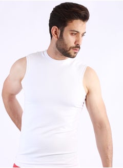 جت اند شيرت داخلي رجالي كت عريض رقبة دائرية من ماسترز - أبيض  - Image 1