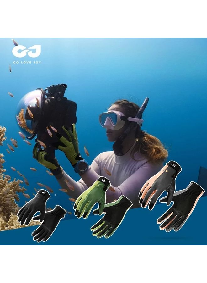 Green Mens Womens Diving Gloves Ultra Fiber Thickened Anti Slip Sun Protection Swimming Gear - Image 2