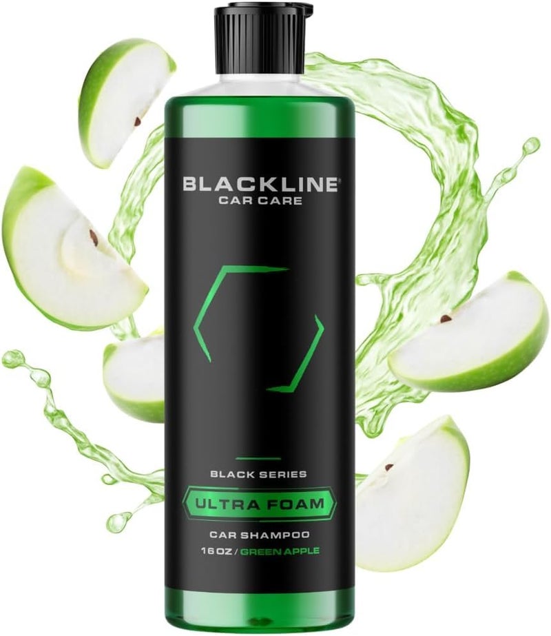 Blackline Automotive Extreme Foaming Car Shampoo - Extreme Ultra Foam Perfect for Ceramic Coatings - Compatible with Foam Cannon for Pressure Washer (16 FL Oz, Green Apple) - Image 1