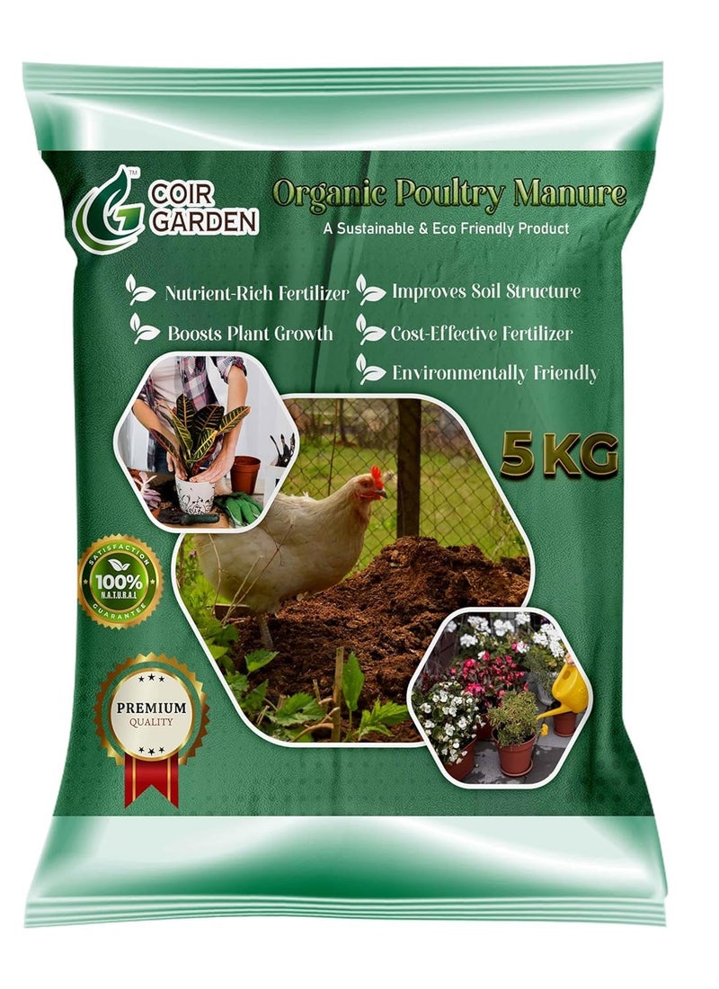 COIR GARDEN - POULTRY MANURE FOR HOME GARDENING - ORGANIC FERTILIZER - NATURAL SOIL FERTILIZER FOR FLOWERING PLANTS - 5 KG - Image 5
