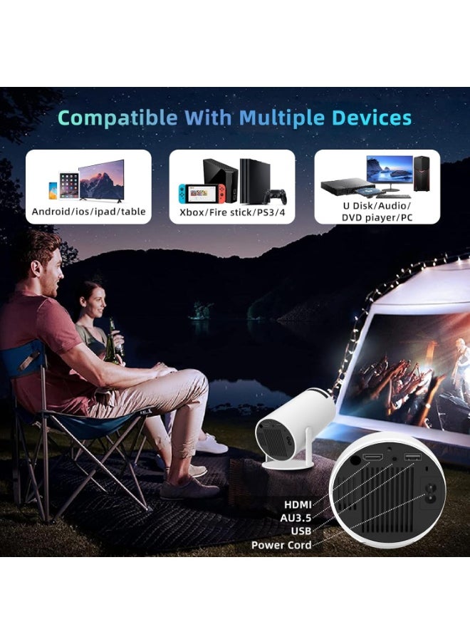 Generic 40''-130'' Smart Mini Projector 4K 5G WIFI, Premium 360° Sound, Bluetooth 5.0, Compatible with Android/iOS/Windows/TV Stick/HDMI/USB/Audio 3.5, White  - Image 2