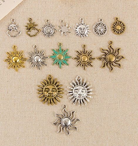 iloveDIYbeads Celestial Sun Charm-100g (About 45-50pcs) Craft Supplies Sun Charms Pendants for Crafting, Jewelry Findings Making Accessory for DIY Necklace Bracelet (M006) - Image 3