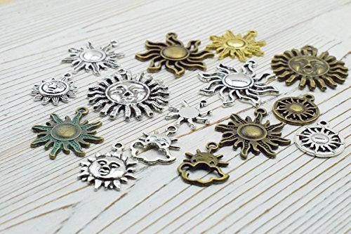 iloveDIYbeads Celestial Sun Charm-100g (About 45-50pcs) Craft Supplies Sun Charms Pendants for Crafting, Jewelry Findings Making Accessory for DIY Necklace Bracelet (M006) - Image 2