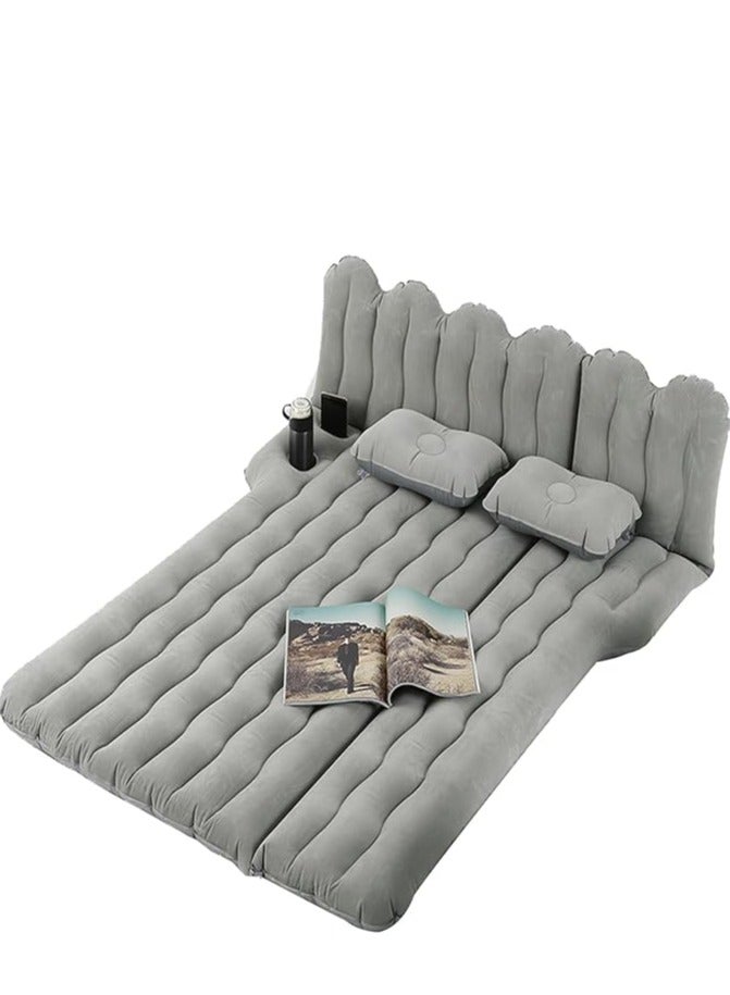 Manful Inflatable Mattress with Pump Portable Outdoor Air Mattress Foldable Single Thickened Flocking Mattress for Outdoor and Home - Image 1