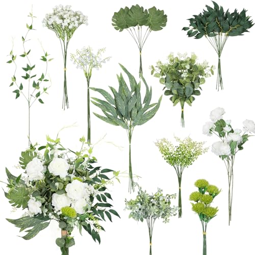 Cindeer Cindeer 125 Pcs 11 Kinds Artificial Greenery Spray Box Set Faux Greenery Stems and Flowers Bulk Fake Eucalyptus for  - Image 2