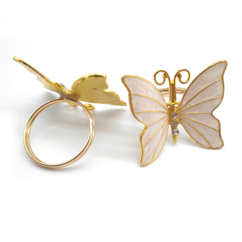 Joyindecor Joyindecor Butterfly Napkin Rings Set Gold Metal Animal Napkin Ring Holders for Spring Wedding Party Holiday and Daily Gathering Elegant Dining Table Decoration 6 