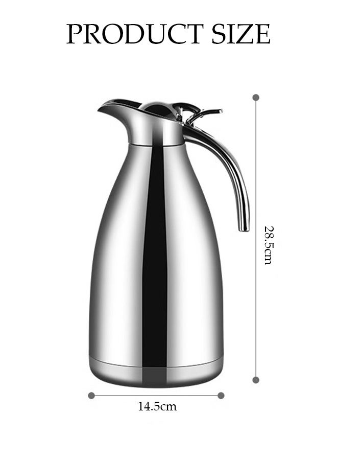 DUNISO 2L Stainless Steel Thermos, European Style Double-Layer Hot And Cold Water Kettle, Vacuum Insulated, Suitable For Tea, Coffee, Beverages, Juice, Etc. - Image 2