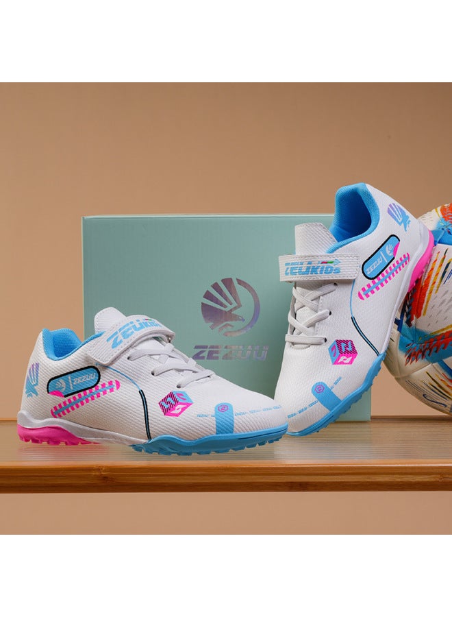 780 White New Children's Hook And Loop Primary School Students Training Bottom Children's Shoes Football Shoes 29-39 Yards A Generation Of And Retail