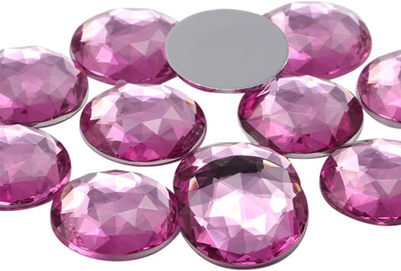 Allstarco 25mm Rose H112 Flat Back Round Acrylic Rhinestones Plastic Circle Gems for Costume Making Cosplay Jewels Pro Grade Embelishments - 20 Pieces (Rose) - Image 1