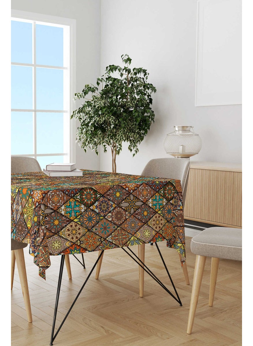 Cango Home - Brown Retro Ethnic Patterned Special Design Pillow Table Cloth OTYK003-MS - Image 1