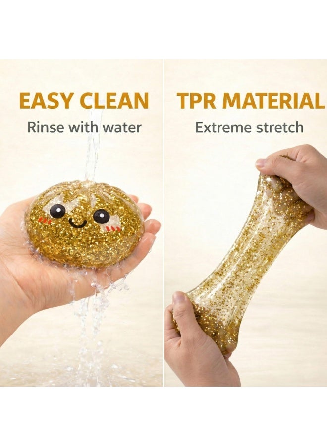 BABONA Glitter Dumpling Squishies Mystery Box Squeeze Toy, Eid al-Adha Squishy Dumpling Fidget Toys for Adults, Stress Relief Sensory Toy(Gold) - Image 4