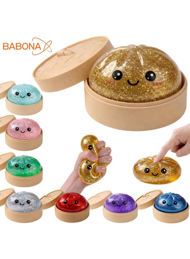 BABONA Glitter Dumpling Squishies Mystery Box Squeeze Toy, Eid al-Adha Squishy Dumpling Fidget Toys for Adults, Stress Relief Sensory Toy(Gold) - Image 1
