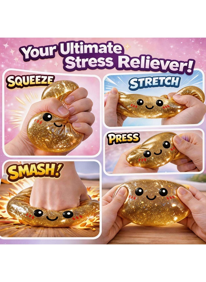 BABONA Glitter Dumpling Squishies Mystery Box Squeeze Toy, Eid al-Adha Squishy Dumpling Fidget Toys for Adults, Stress Relief Sensory Toy(Gold) - Image 2