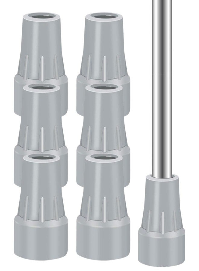 XPAPOV Crutch Tips, 6Pcs 7/8 Inch Upgrade Non-Skid BottomDuty Rubber Crutch Accessories, Replacement Rubber Cane Tips (Gray) - Image 1