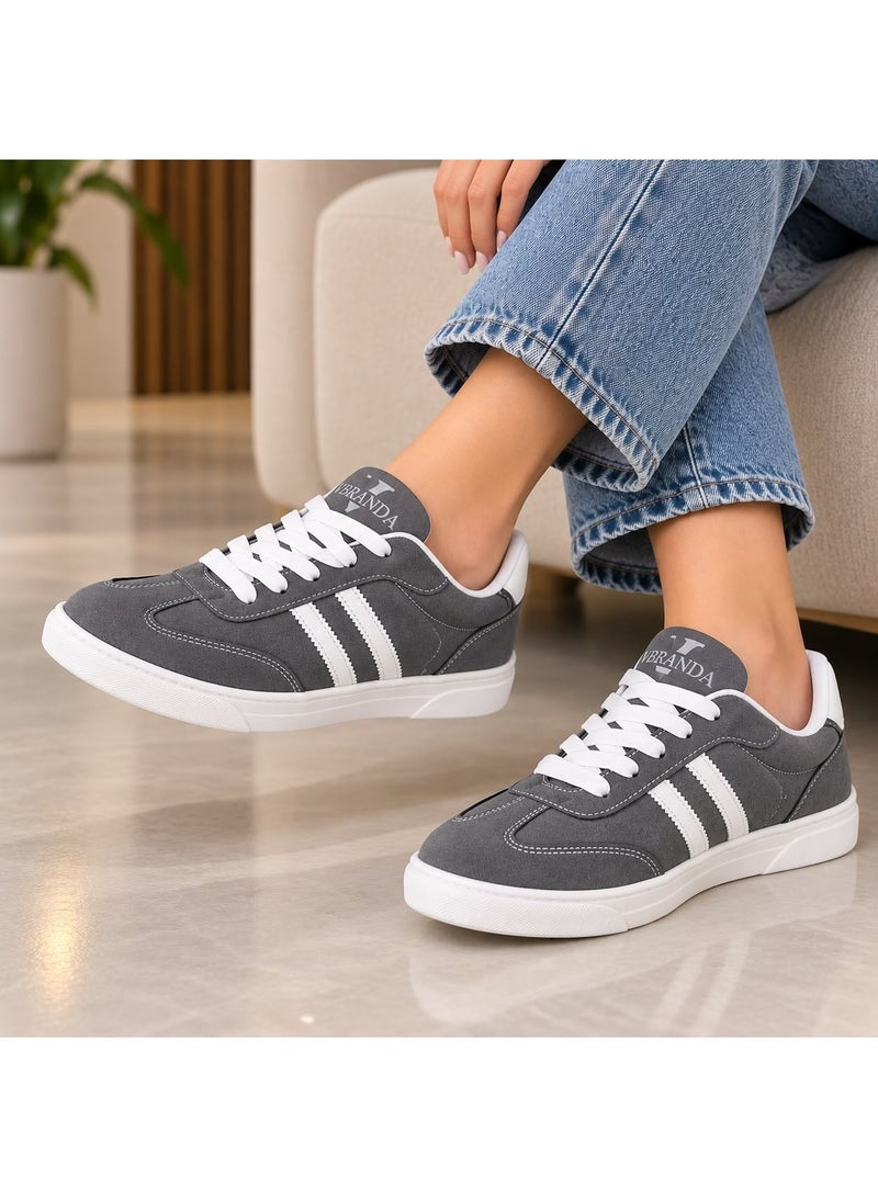 Vbranda Stylish women's sneakers crafted from soft suede SN-38-GRAY - Image 1