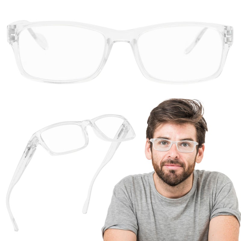 Readerest Blue Light Blocking Reading Glasses, UV Protection, Extra Wide Frame, Blue Light Reading Glasses Men Large, No Magnification Clear - Image 1