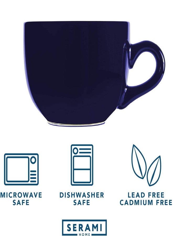 Serami Oversized Ceramic Coffee Mug with Handle - Large 22 oz Coffee Cup, Perfect for Latte, Cappuccino, Soup, Cereal - Ideal for Everyday Use - Ceramic Bowl Set, Large Coffee Mug Set (Cobalt 4 Pack) - Image 5