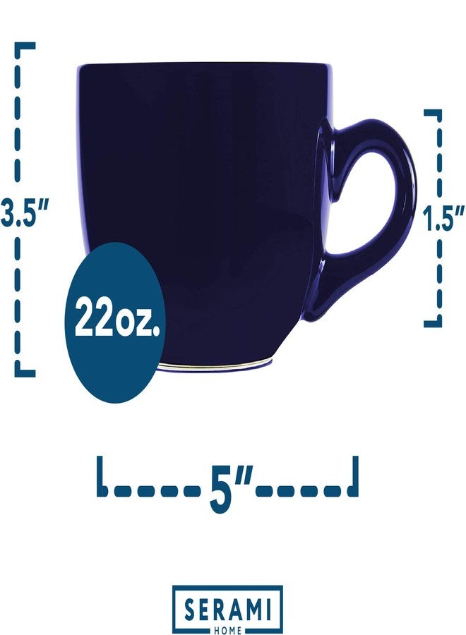 Serami Oversized Ceramic Coffee Mug with Handle - Large 22 oz Coffee Cup, Perfect for Latte, Cappuccino, Soup, Cereal - Ideal for Everyday Use - Ceramic Bowl Set, Large Coffee Mug Set (Cobalt 4 Pack) - Image 3