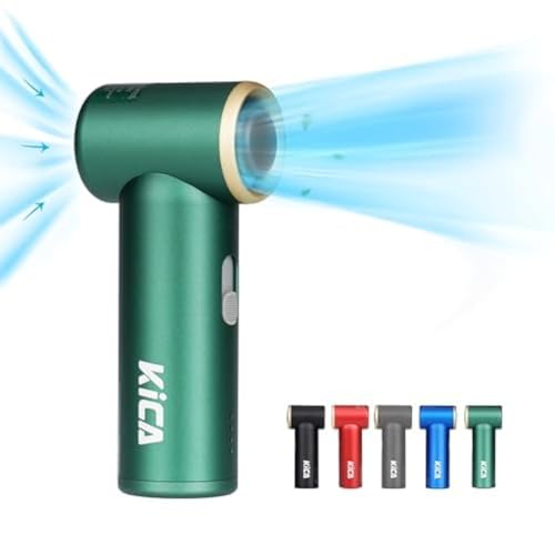 Kica JetFan Mini Personal Handheld FanMax 14Hrs Working Time 3000mAh USB Rechargeable Battery Metal Shell Turbo Fan Adjustable Speed for OfficeOutdoorTravelCampingGreen - Image 1