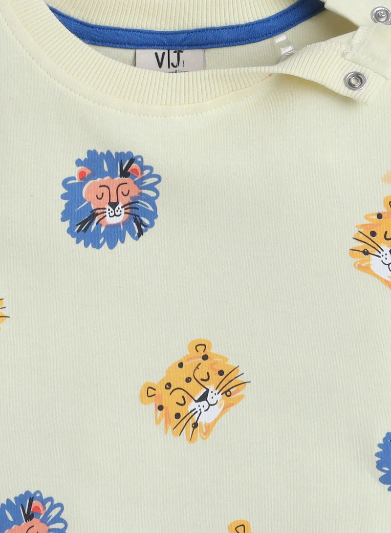 victor and jane Victor and Jane Infant 2PC Set, T-Shirt with Cute Tiger Print And Blue Shorts