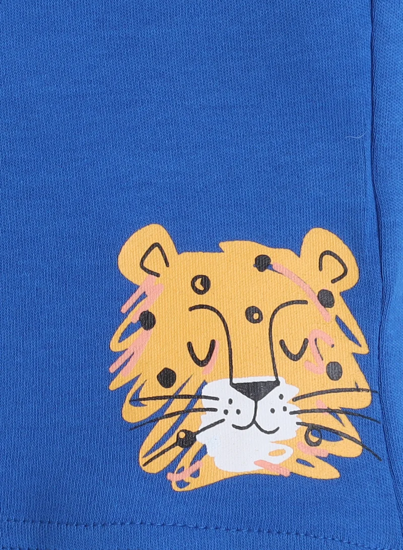 victor and jane Victor and Jane Infant 2PC Set, T-Shirt with Cute Tiger Print And Blue Shorts
