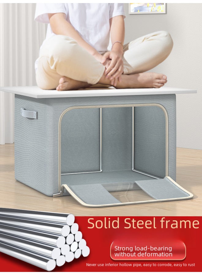 Solid Color Oxford Cloth Steel Frame Storage Box Clothes Foldable Storage Box For Moving Quilt Clothes Household - Image 3