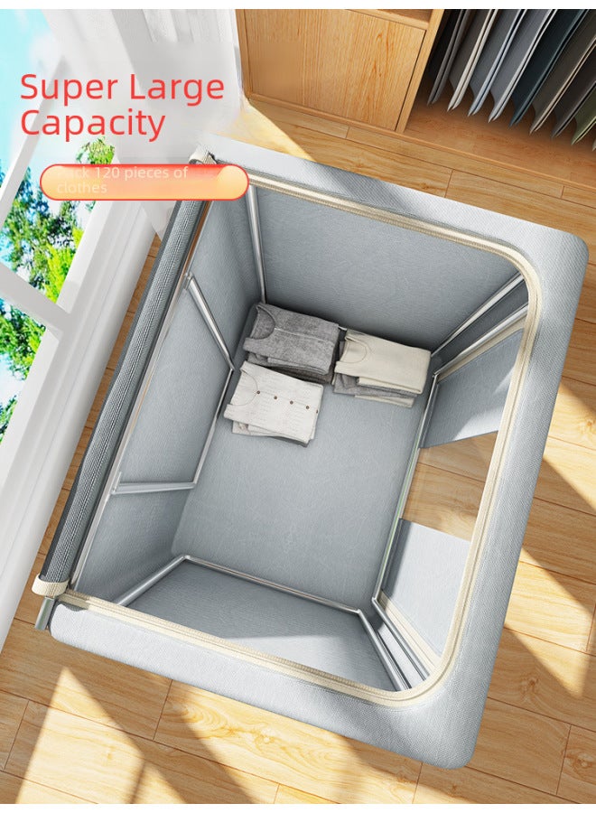 Solid Color Oxford Cloth Steel Frame Storage Box Clothes Foldable Storage Box For Moving Quilt Clothes Household - Image 4