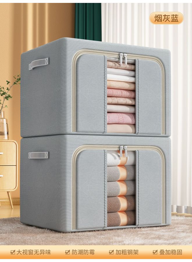 Solid Color Oxford Cloth Steel Frame Storage Box Clothes Foldable Storage Box For Moving Quilt Clothes Household - Image 1