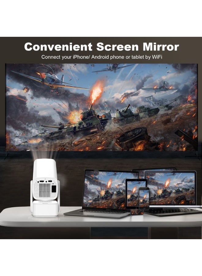 YT V6 Mini Projector with 4K Support, Android 13, WiFi6, 5G Smart Portable Projector with Electric Focus & Keystone, Rotatable Stand, 5W Speaker. Home & Outdoor Movie Projector Compatible with TV Stick, Phone & Laptop - Image 3
