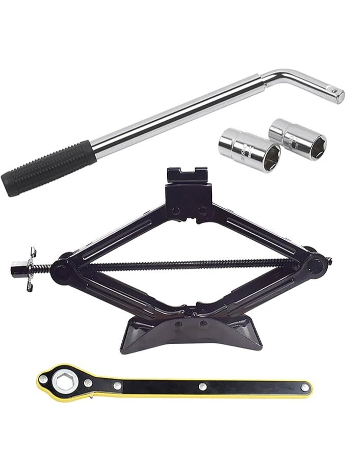 5-Piece Universal Car Jack Kit – 2 Ton (4400 lbs) Portable Scissor Jack with Lug and Ratchet Wrench – Emergency Tire Lift for Cars & SUVs - Image 1
