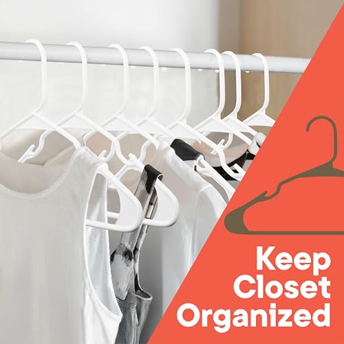 Campior White Plastic Hangers 100 Pack– Heavy-Duty Plastic Hangers Slim and Space-Saving, Durable and Lightweight PP with Non-Slip Shoulder Notches for Slip Dresses, Suits, Jackets & Camisoles - Image 5