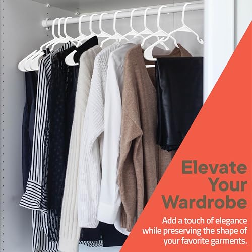Campior White Plastic Hangers 100 Pack– Heavy-Duty Plastic Hangers Slim and Space-Saving, Durable and Lightweight PP with Non-Slip Shoulder Notches for Slip Dresses, Suits, Jackets & Camisoles - Image 3