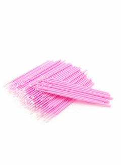 Micro Applicators Brushes, Disposable Eyelashes Extensions Micro Brush Swabs Mascara Wands Applicator Grafting Tool for Makeup Eyelash Application, Removal and Clean (Pink, 100PCS)