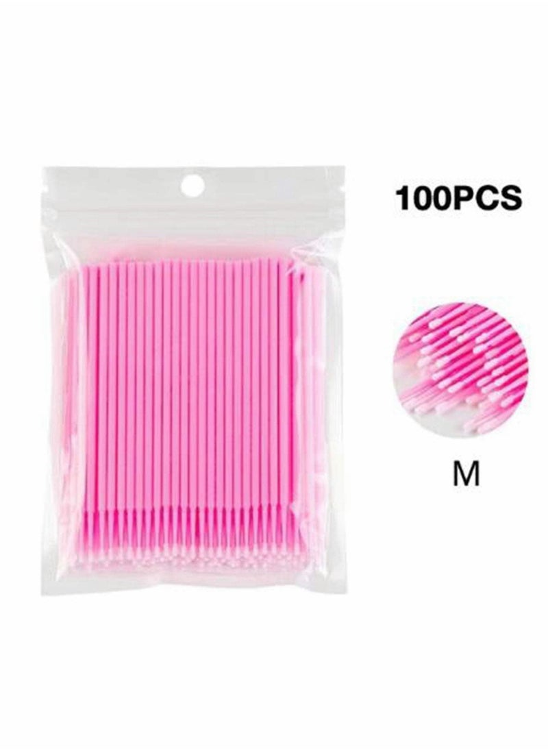 Excefore - Micro Applicators Brushes, Disposable Eyelashes Extensions Micro Brush Swabs Mascara Wands Applicator Grafting Tool for Makeup Eyelash Application, Removal and Clean (Pink, 100PCS) - Image 1