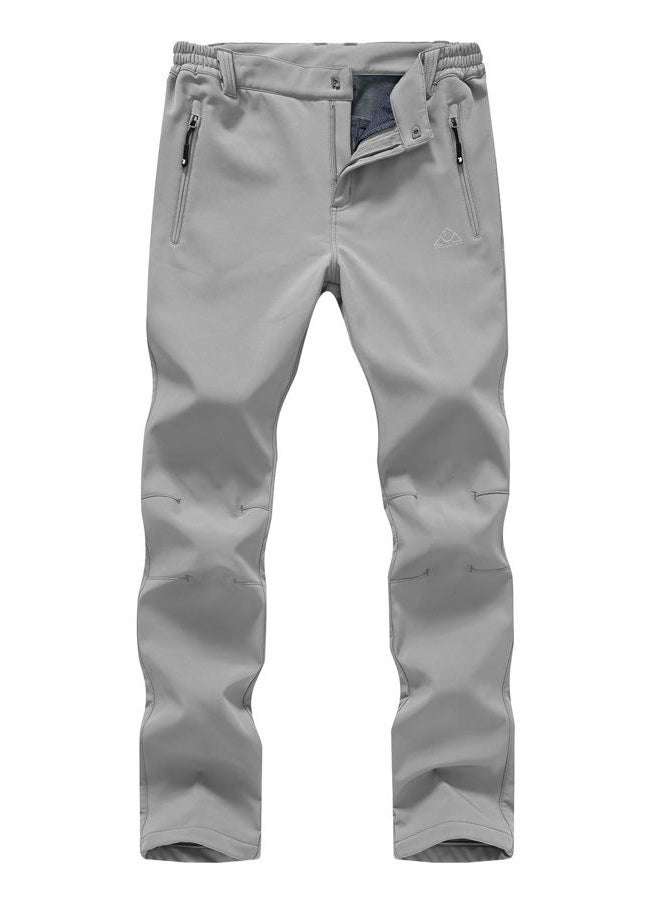 YSENTO Women's Fleece Lined Pants Winter Snow Ski Waterproof Insulated Softshell Hiking Mountain Pants, Light Grey, XXL - Image 1